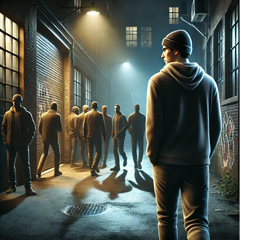 man in crowd